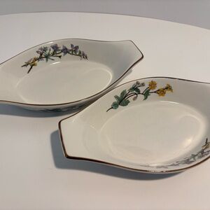 2 Woodhill Ceramic Bakeware AuGratin Dishes Citation Floral Stoneware 8.5 x 4.5